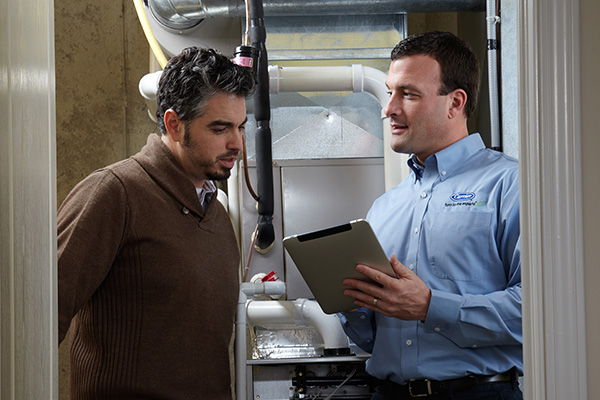 Rep with Customer going over install